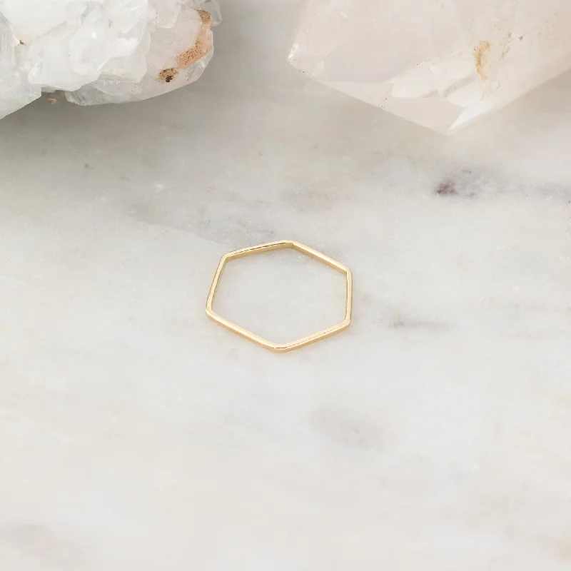 wedding rings with gemstones-The Hex Stacking Ring | Gold Filled