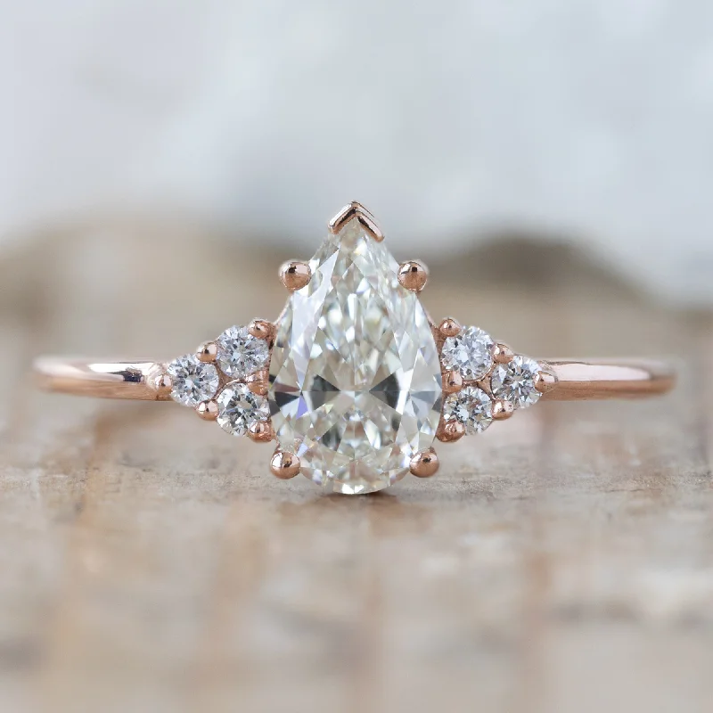 engagement rings with yellow sapphire accents-The Ivy Ring | 0.71ct Pear White Diamond in 14K Rose Gold