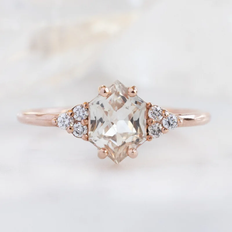 unique engagement rings for women-The Ivy Ring | 1.10ct Hexagon Peach Sapphire in 14K Rose Gold