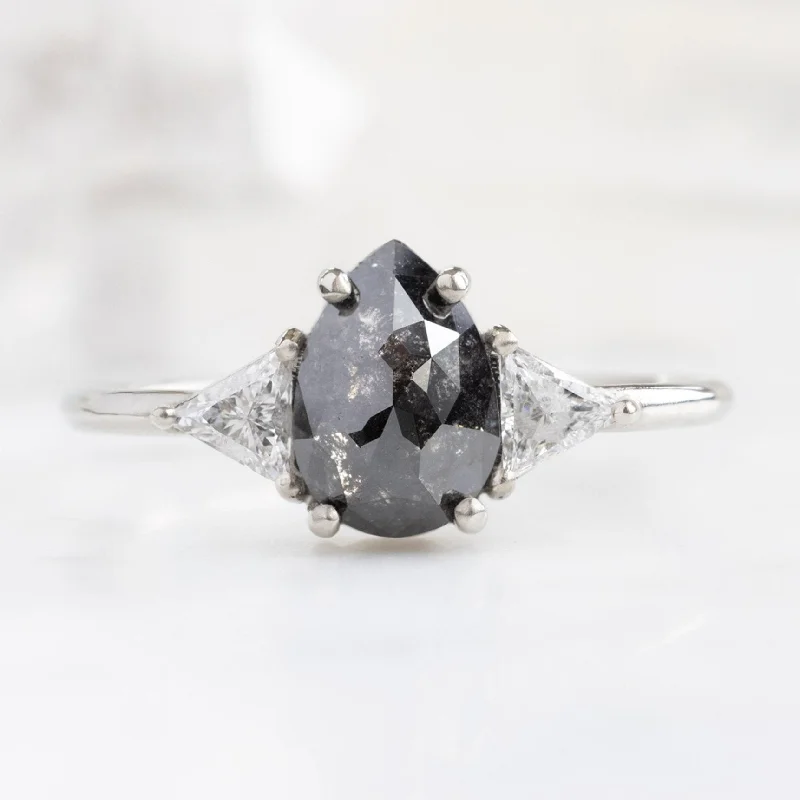 best wedding rings for women-The Jade Ring | 1.39ct Pear Black Diamond in 14K White Gold