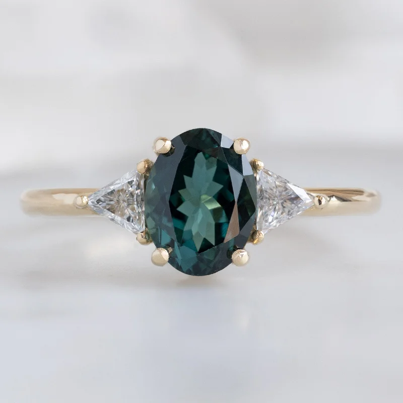 engagement rings for women with mixed metals-The Jade Ring | 1.49ct Oval Cut Tourmaline in 14K Yellow Gold