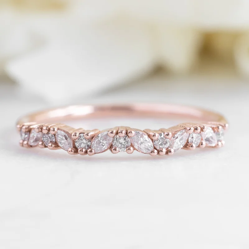 promise rings for her-The Marquise Confetti Stacking Ring | 14K or 18K Rose Gold