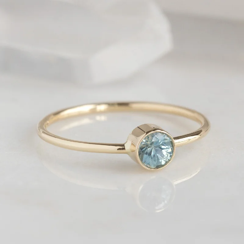 men’s rings with colored diamond accents-The Montana Sapphire Stacking Ring | 14K Yellow Gold