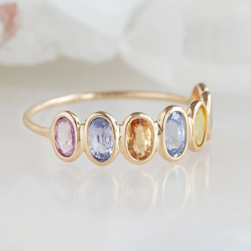 men’s engagement rings with square diamonds-The Pastel Rainbow Gemstone Eternity Ring | 14K Yellow Gold