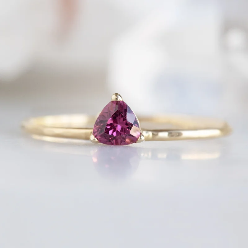 rings for men with heart-shaped gemstones-The Pink Garnet Crown Ring | 14K Yellow Gold