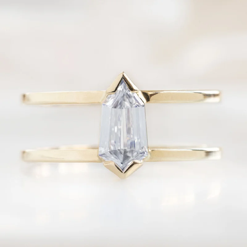 wedding rings with diamonds-The Poppy Ring | 0.69ct Geometric White Diamond in 14K Yellow Gold