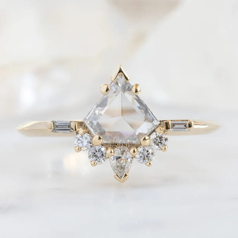 engagement rings with multiple diamond shapes-The Posy Ring | 0.57ct Shield White Diamond in 14K Yellow Gold