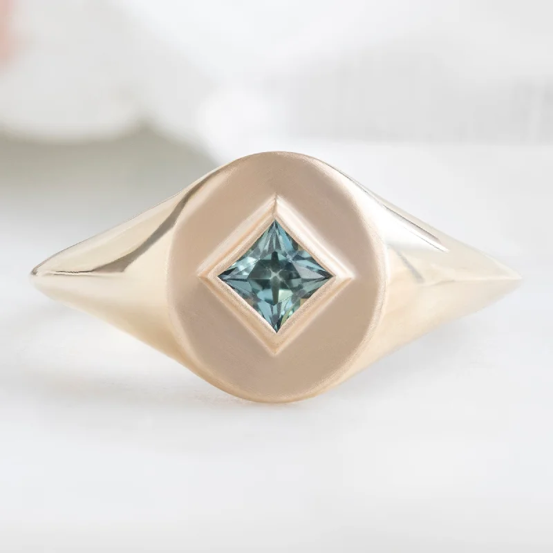 engagement rings with multi-gemstone settings-The Signet Ring | 0.40ct Kite Montana Sapphire in 10K Yellow Gold