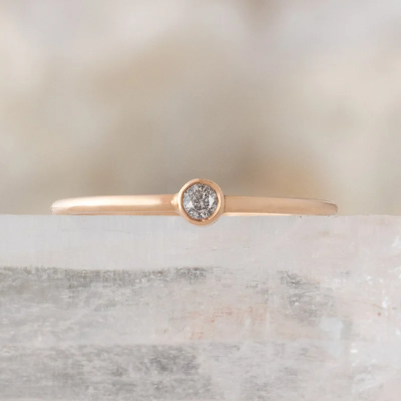 women’s wedding rings with ruby gemstones-The Teensy Custom Salt and Pepper Diamond Stacking Ring | 14K Rose Gold