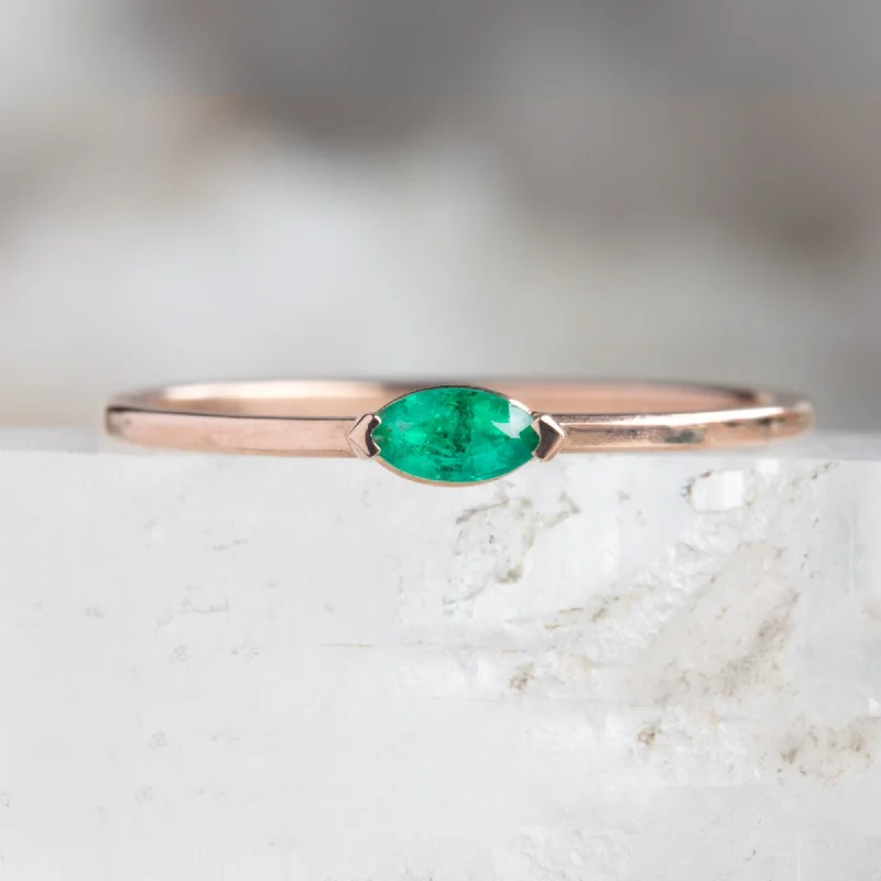 men’s wedding bands with sapphire cuts-The Teensy Emerald Ring | 14K Rose Gold