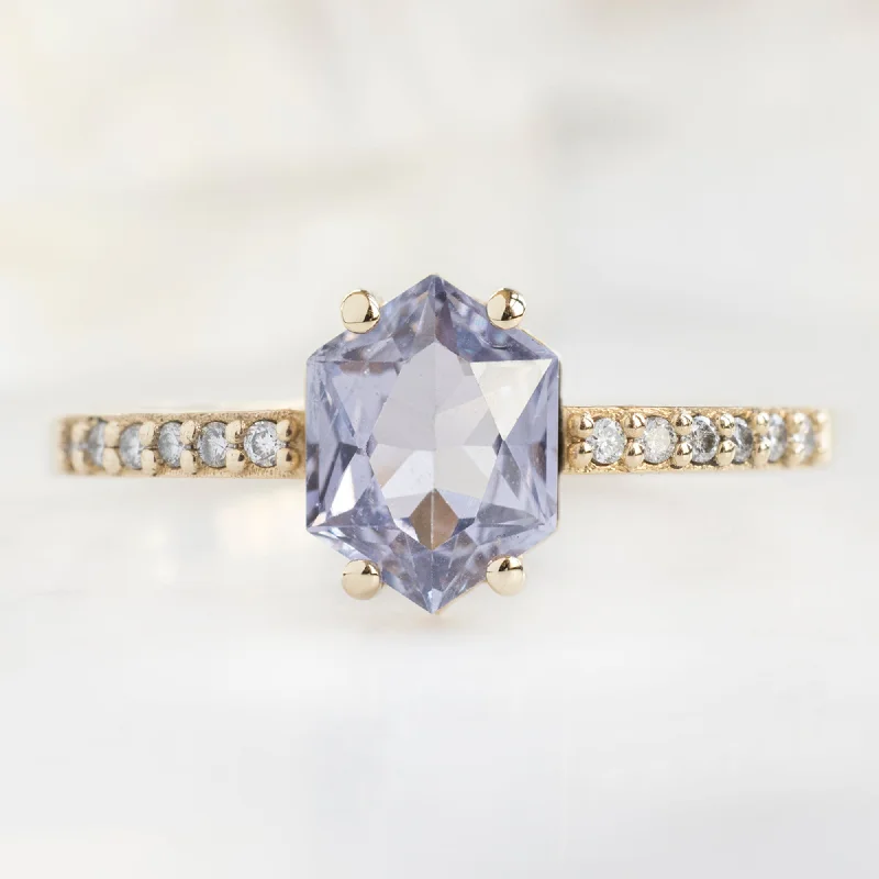 wedding rings for women with emerald gemstones-The Willow Ring | 1.12ct Hexagon Lilac Sapphire in 14K Yellow Gold