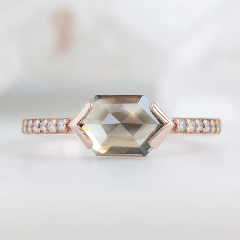 men’s wedding rings with square sapphire stones-The Willow Ring | 1.26ct Hexagon Salt and Pepper Diamond in 14K Rose Gold