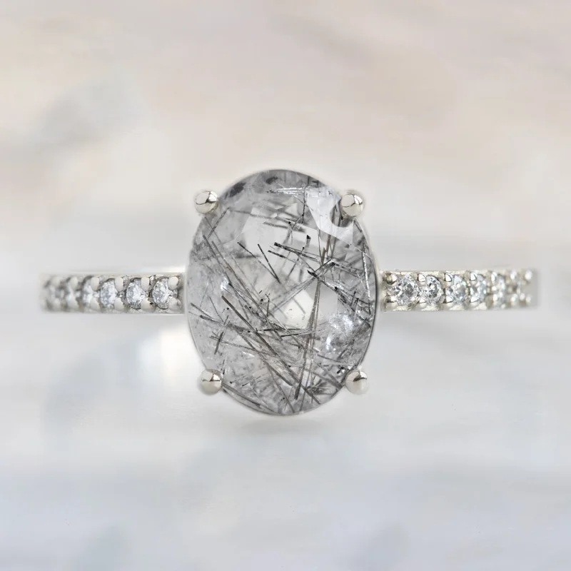 women’s platinum rings-The Willow Ring | 1.84ct Oval Tourmaline in Quartz in 14K White Gold