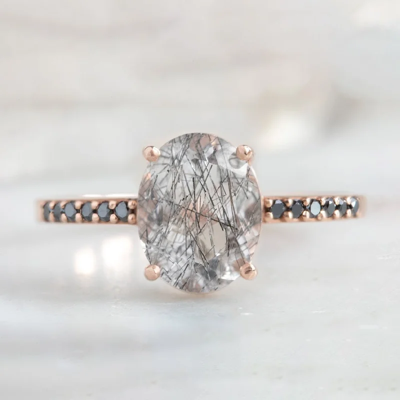 men’s silver rings-The Willow Ring | 2.08ct Oval Tourmaline in Quartz in 14K Rose Gold