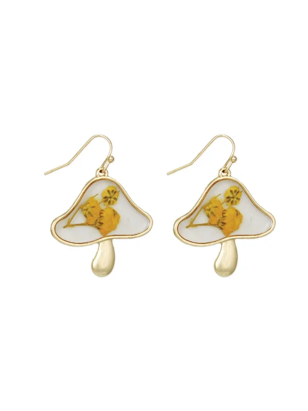 Large statement earrings -Pressed Flower Toadstool Dangles