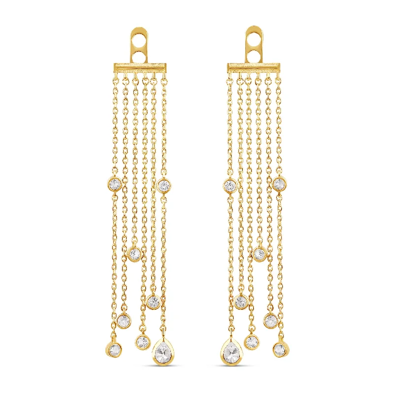 Chic drop earrings for parties -Topaz Tassel Earring Back Charm