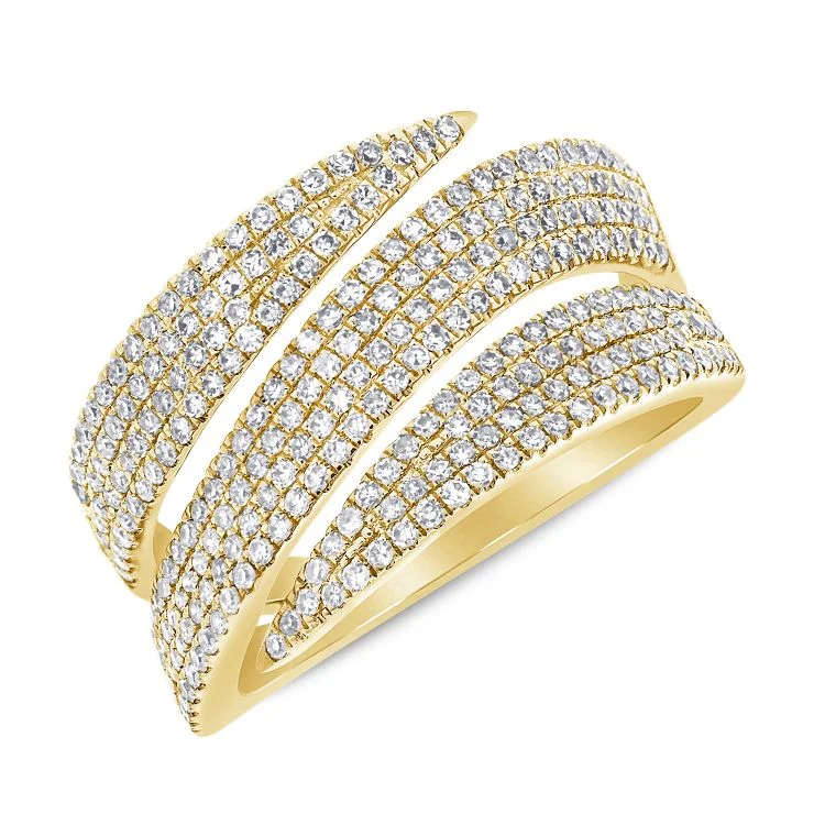 Unique designer earrings -Triple Wavy Diamond Cigar Ring