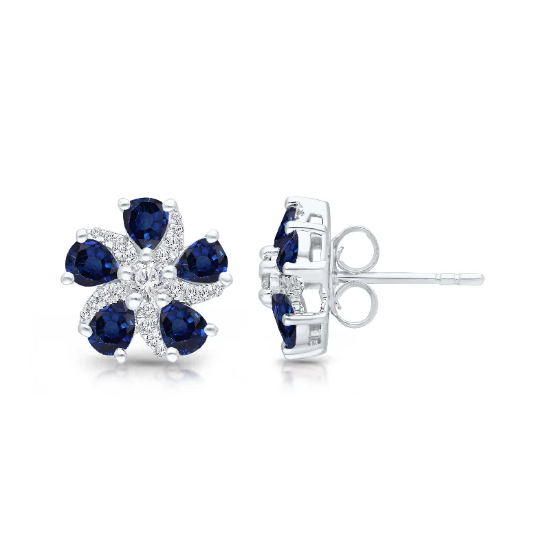 Crystal cluster earrings -White Gold Sapphire & Diamond Heirloom Earrings