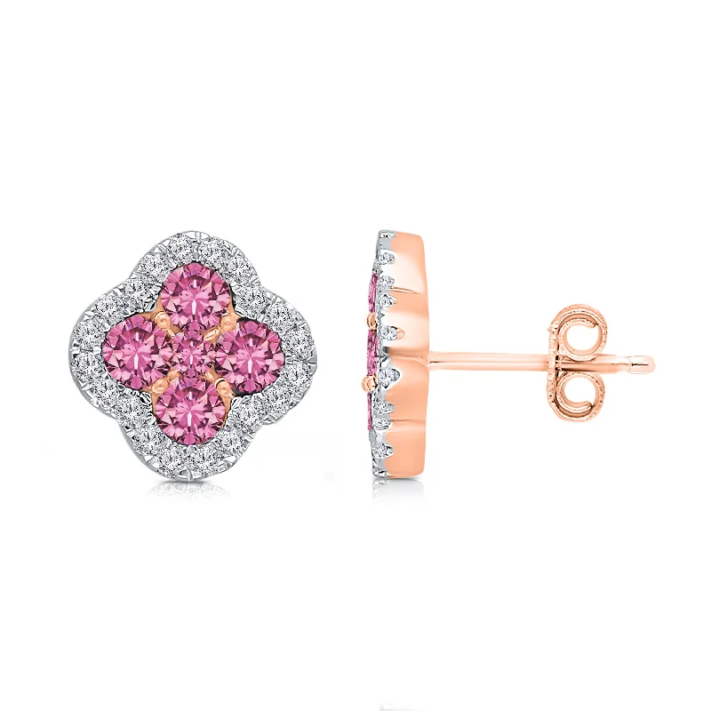 Casual chic earrings -Rose Gold Pink Sapphire & Diamond Infinite Earrings