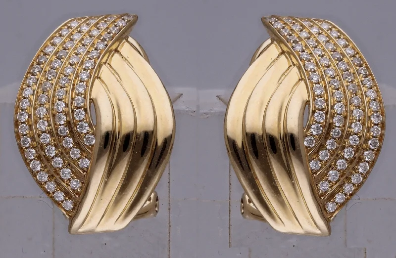 Chunky earrings for women -Yellow Gold Diamond Earrings