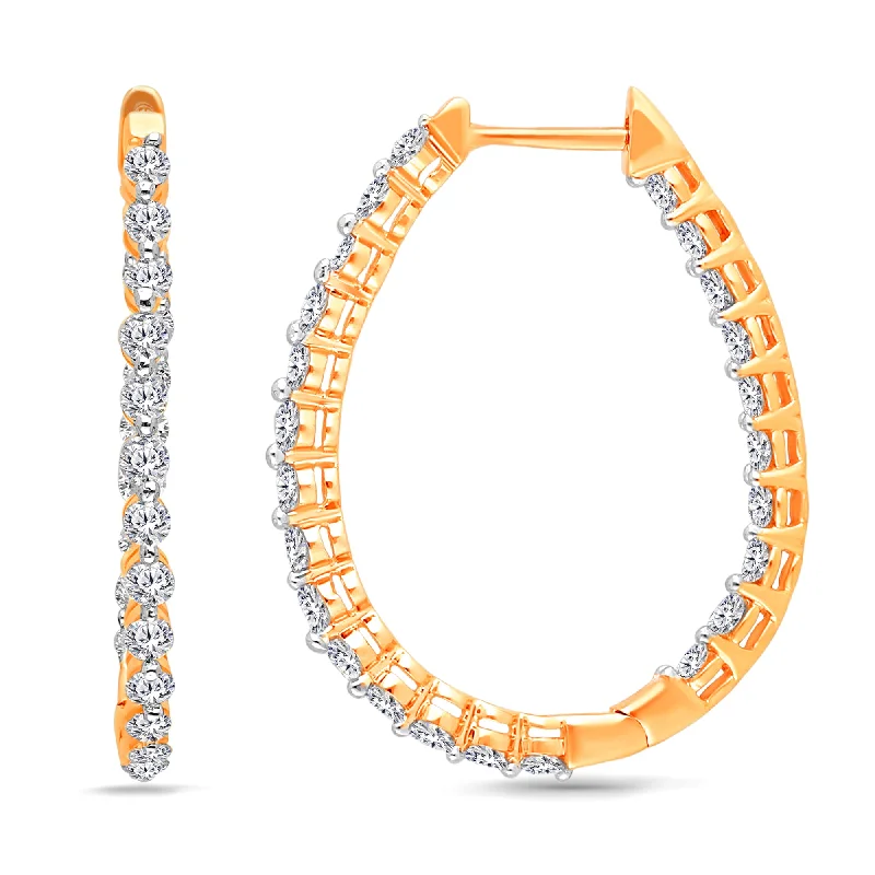 Casual stud earrings -Yellow Gold Diamond Eternal Hoop Earrings