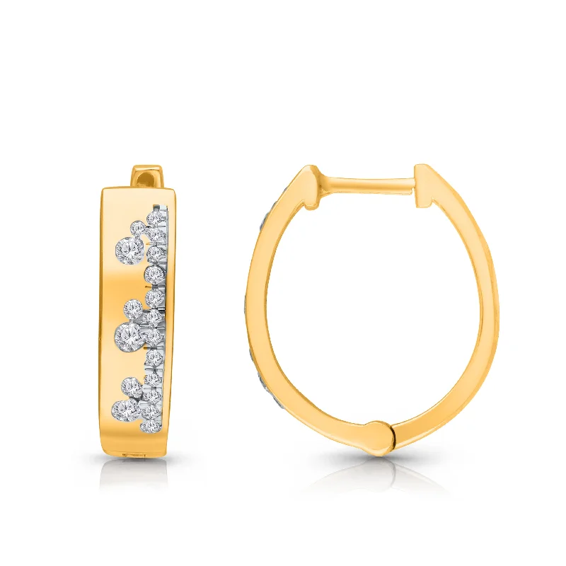 Elegant long earrings -Yellow Gold Diamond Earrings