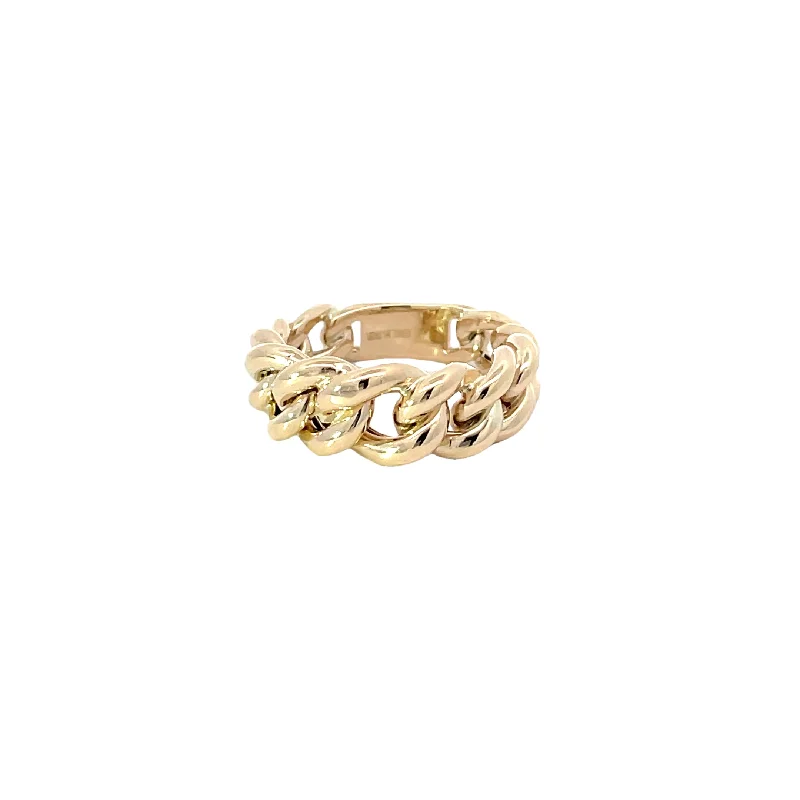 women’s wedding bands with rubies-Yellow Gold Graduated Curb Link Ring