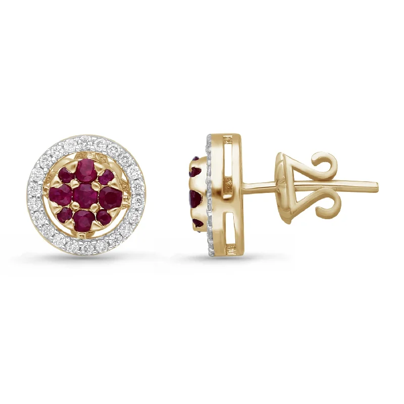 Mixed metal earrings -Yellow Gold Ruby & Diamond Infinite Earrings