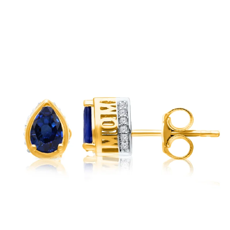 Sparkling stud earrings -Yellow Gold Sapphire & Diamond Heirloom Earrings