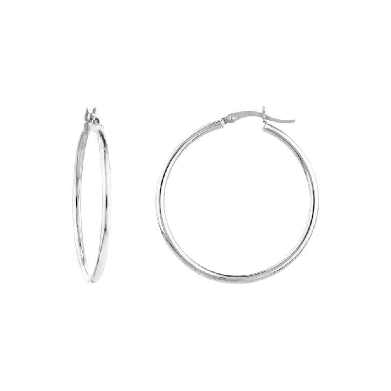 Elegant long earrings -10K White Gold 35mm Hoop Earrings