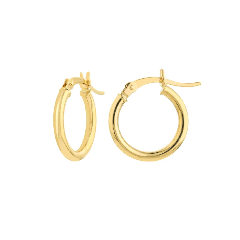 Luxury earrings for gifts -10K Yellow Gold 15mm Hoop Earrings