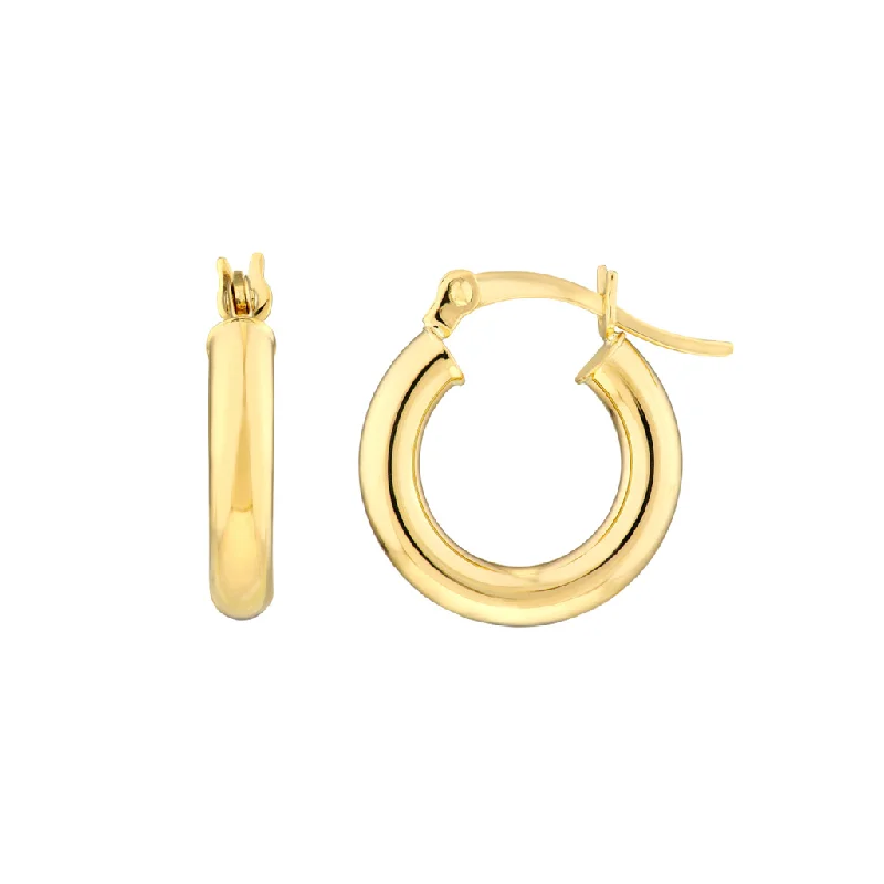 Designer earrings for parties -10K Yellow Gold 15mm Tube Hoop Earrings