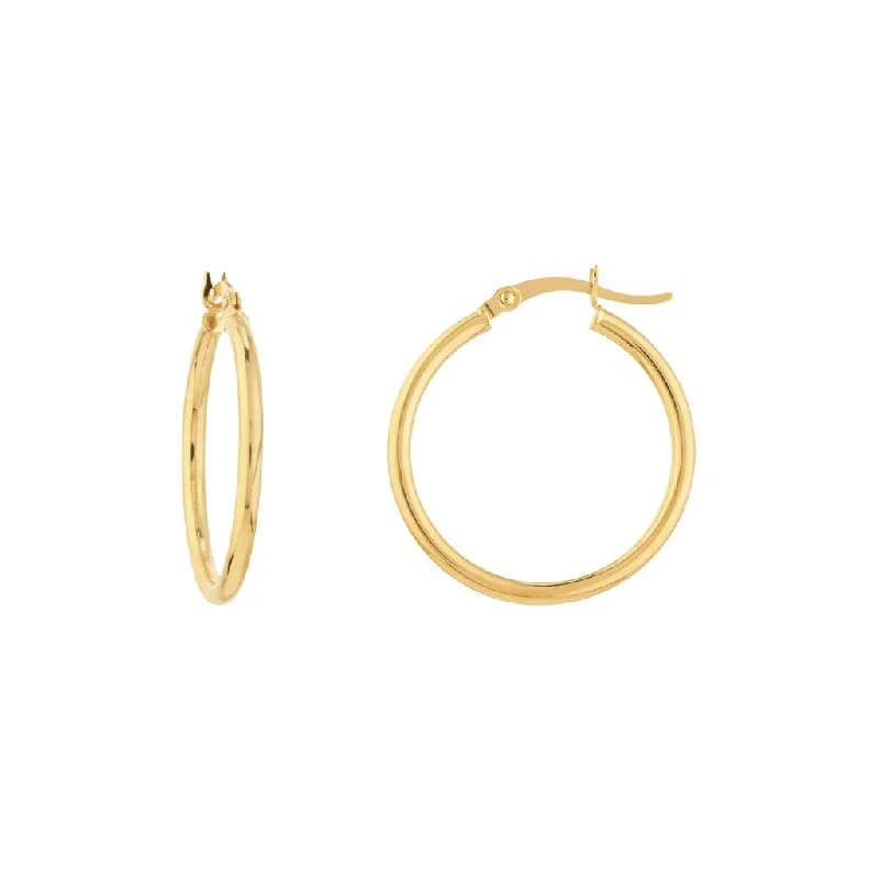 Large stud earrings -10K Yellow Gold 25mm Hoop Earrings