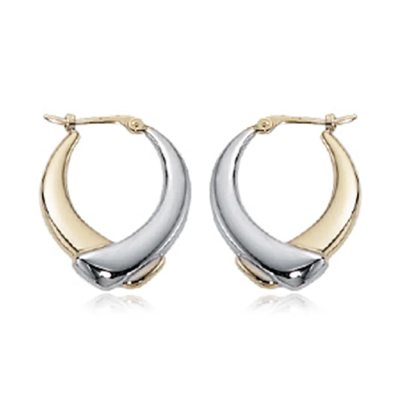 Silver ear cuffs -14K Yellow And White Gold Twist Hoop Earrings