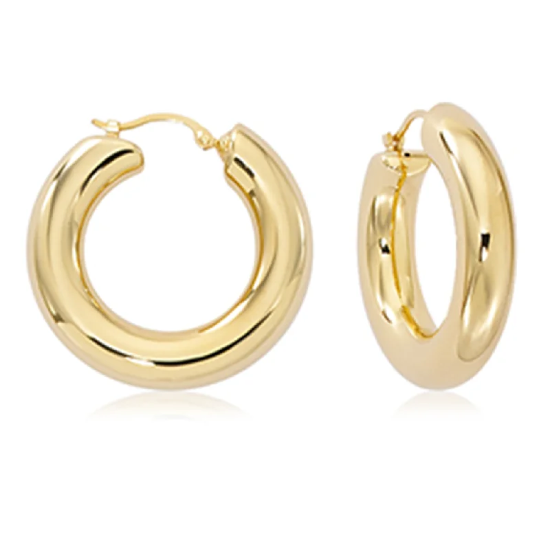 Colored stud earrings -14K Yellow Gold Chubby Hoop Earrings