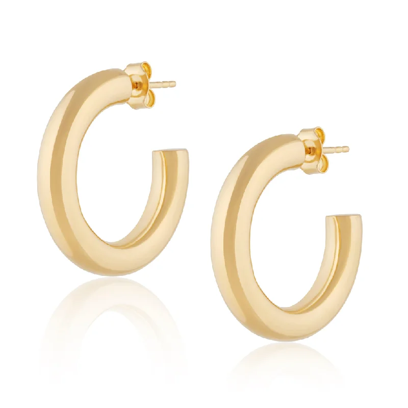 Fashion earrings for summer -14K Yellow Gold Overlay Tube Hoops