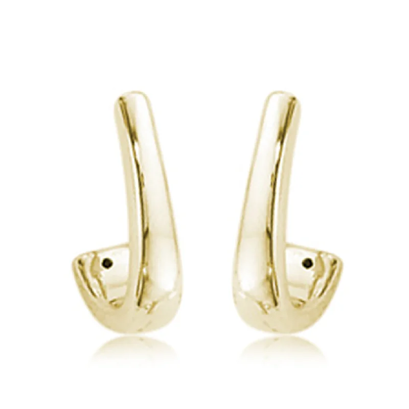 Cute dainty earrings -14K Yellow Gold Small Plain J Hoop Earrings