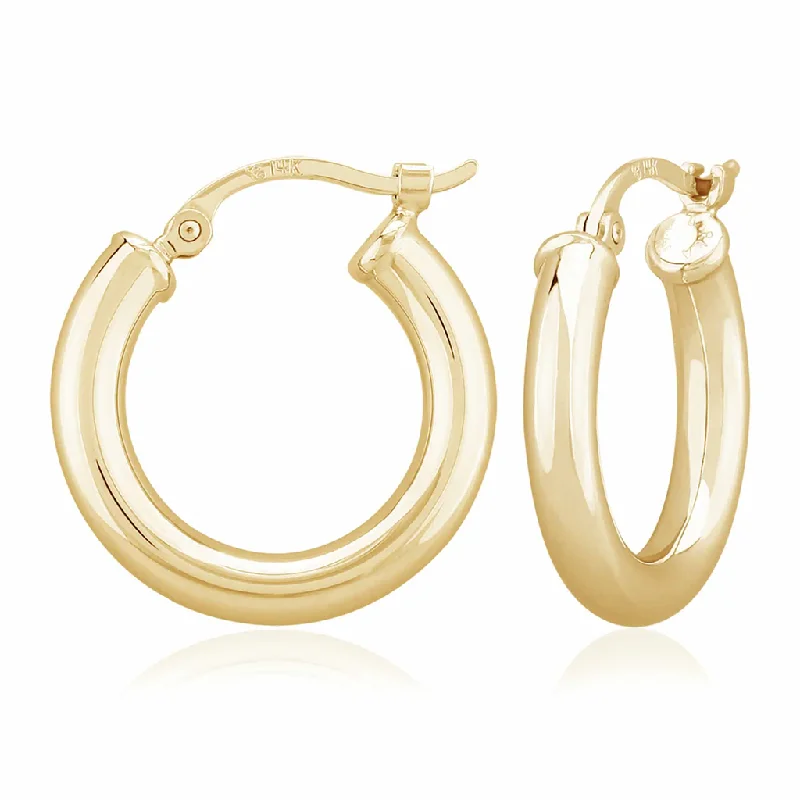 Teardrop earrings -14K Yellow Gold Tube Hoop Earrings