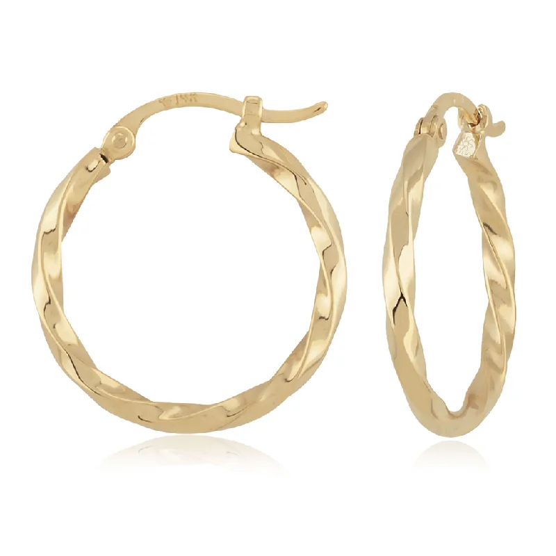 Bold statement earrings -14K Yellow Gold Twisted Hoop Earrings