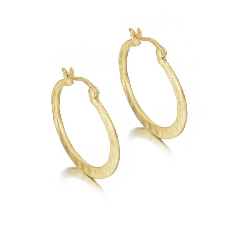 Eco-friendly earrings -18K Yellow Gold Vermeil Hammered Hoop Earrings