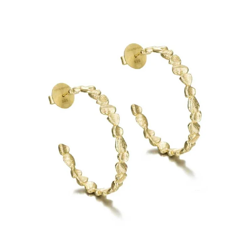 Unique hoop earrings -18K Yellow Gold Vermeil Nugget Hoop Earrings