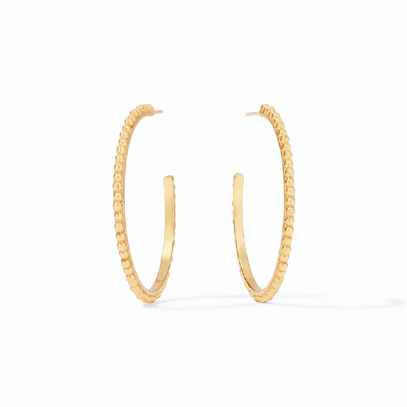 Crystal studs for evening wear -24K Yellow Gold Overlay 'Colette' Large Bead Hoop Earrings