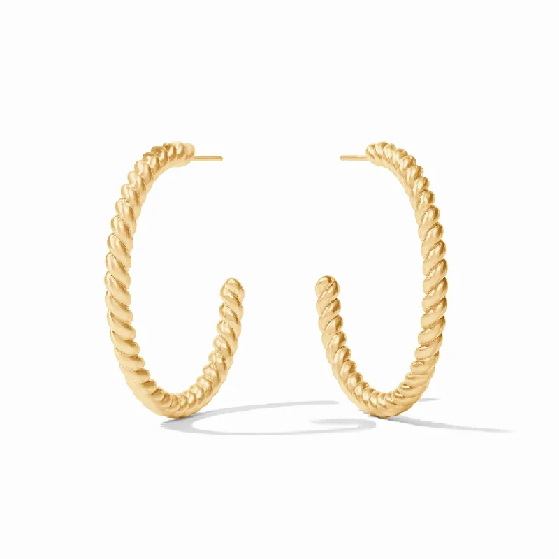 Affordable statement earrings -24K Yellow Gold Overlay 'Nassau' Large Twisted Hoops