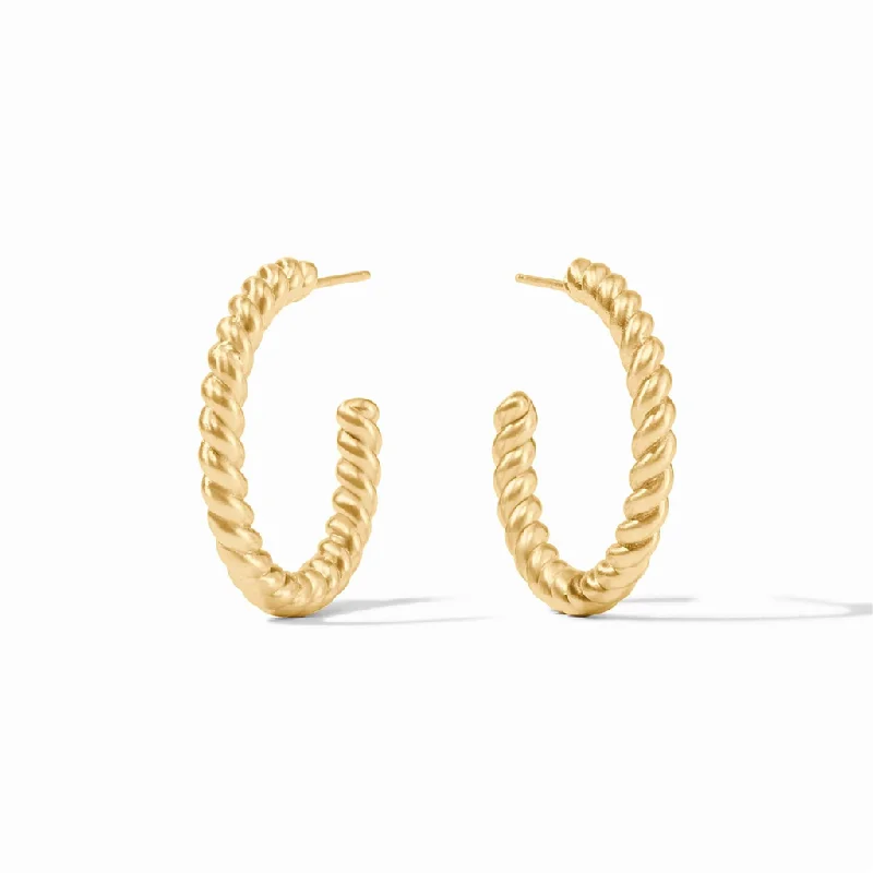 Beautiful long earrings -24K Yellow Gold Overlay 'Nassau' Medium Twisted Hoops