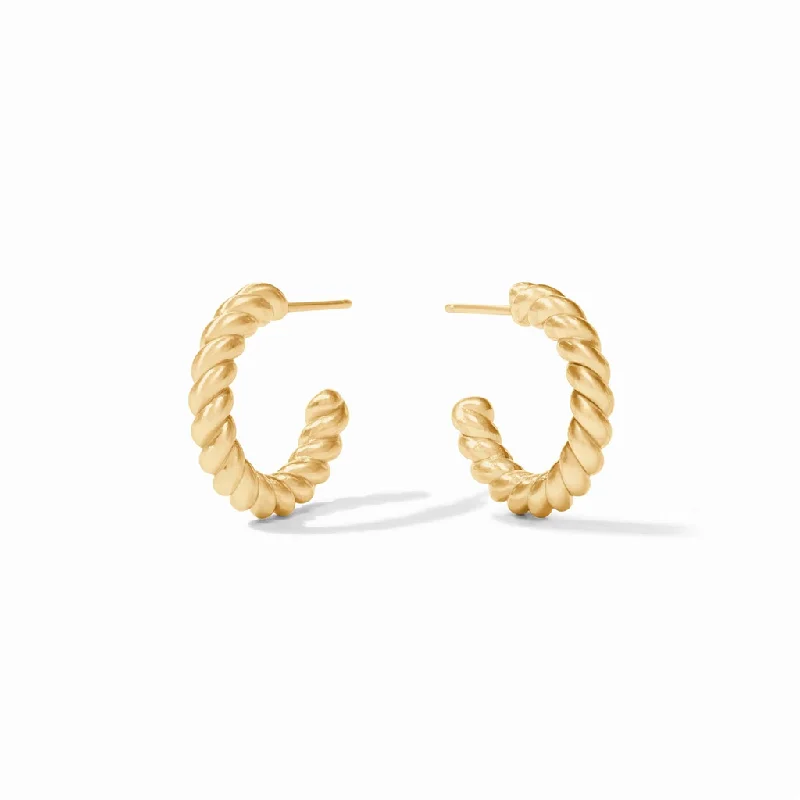 Funky statement earrings -24K Yellow Gold Overlay 'Nassau' Small Twisted Hoops