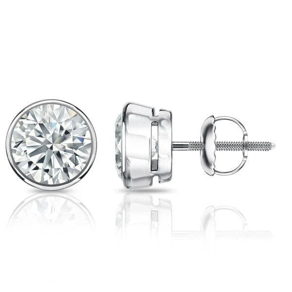 Designer earrings for gifts -Auriya 1 1/2ctw Round Diamond Stud Earrings Bezel-set Platinum - GIA Certified