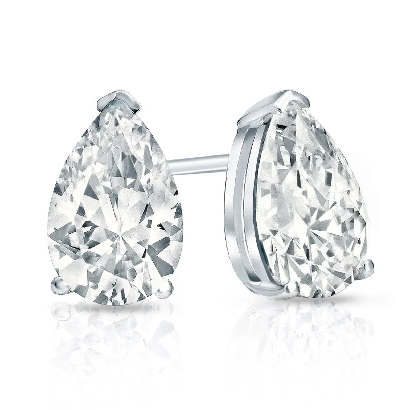 Modern stud earrings -Auriya 14-karat Gold Lab Grown 5.00 carat TDW Pear Diamond Stud Earrings V-End Prong Screw-back