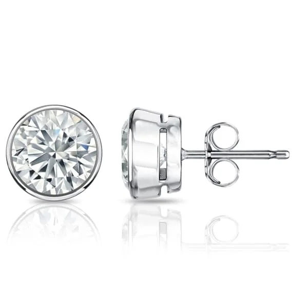 Small hoop earrings -Auriya 14k Gold Certified 1.50 ct. TDW Bezel Set Round Diamond Stud Earrings