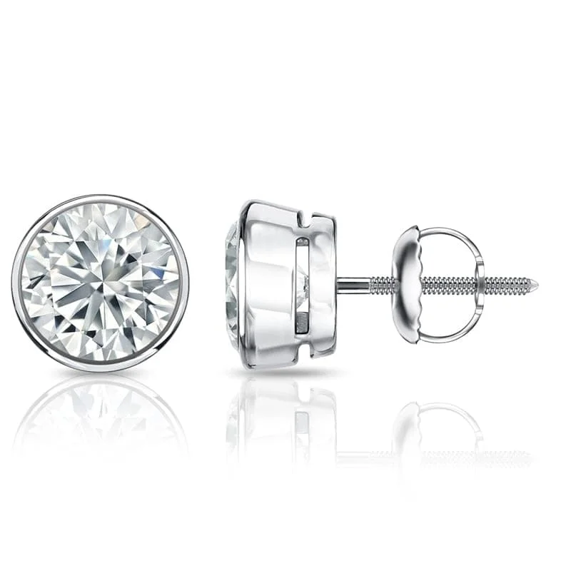 Bridal earrings for bridesmaids -Auriya 14k Gold Certified 1.50 ct. TDW Bezel Set Round Diamond Stud Earrings