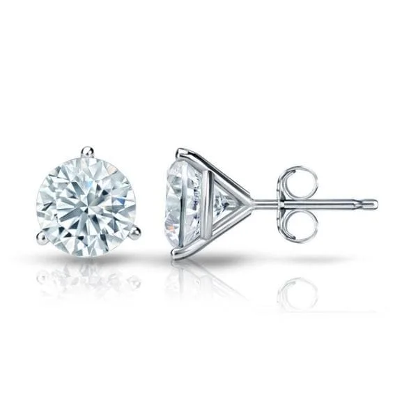 Modern statement earrings -Auriya 14k Gold Certified 2.00 carat TDW 3-Prong Martini Round Diamond Stud Earrings